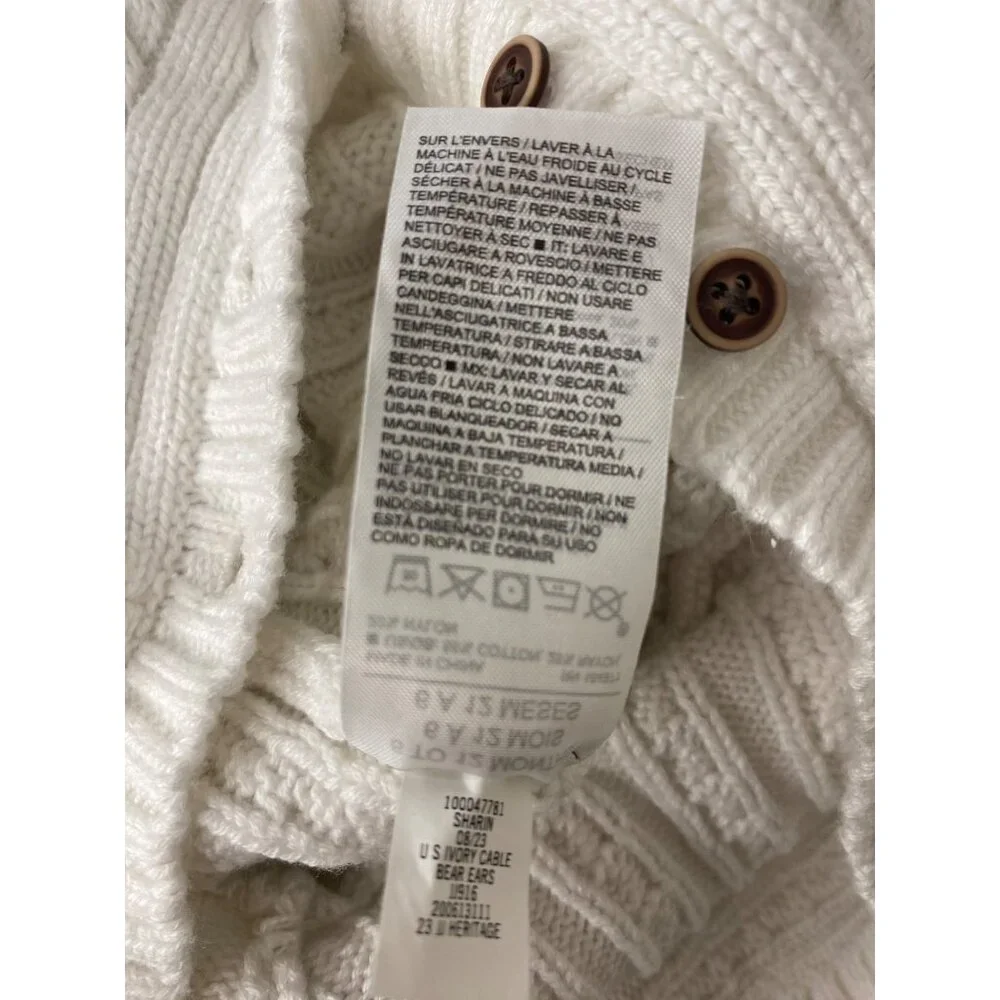 Janie & Jack Infant Cable Knit White Hooded Jumpsuit Henley Top Size 6-12M‎